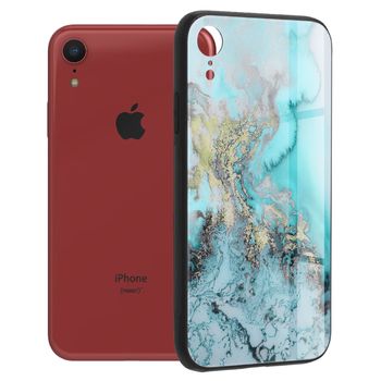 Husa cu spate din sticla techsuit - glaze series - iphone xr - blue ocean