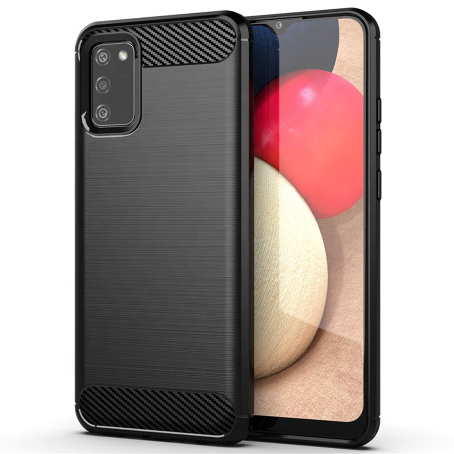 Husa Techsuit - Carbon Silicone - Samsung Galaxy A02s - Black fotografia produsului View 3 L
