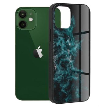 Husa premium cu spate din sticla techsuit - glaze series - iphone 12 / 12 pro - blue nebula