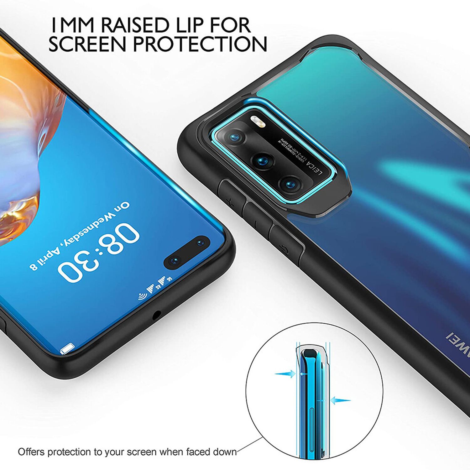 Husa premium Techsuit - Glaast Series - Huawei P40 - Black fotografia produsului View 2 L