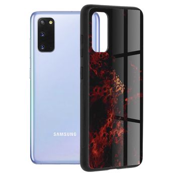 Husa cu spate din sticla techsuit - glaze series - samsung galaxy s20 - red nebula