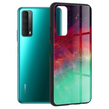 Husa cu spate din sticla techsuit - glaze series - huawei p smart 2021 - fiery ocean