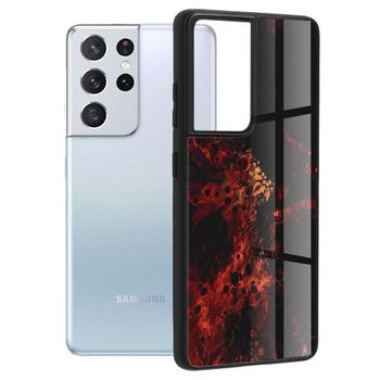 Husa cu spate din sticla techsuit - glaze series - samsung galaxy s21 ultra - red nebula