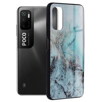 Husa premium cu spate din sticla techsuit - glaze series - xiaomi poco m3 pro 4g / 5g - blue ocean