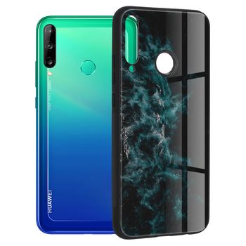 Husa cu spate din sticla techsuit - glaze series - huawei p40 lite e - blue nebula