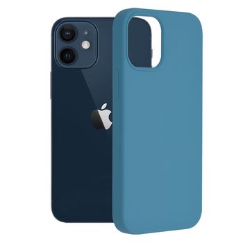 Husa premium techsuit - soft edge silicone - iphone 12 mini - denim blue