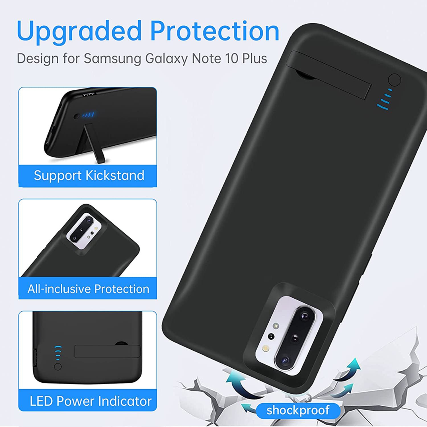 Husa cu acumulator Techsuit - Samsung Galaxy Note 10 Plus - 6000 mAh - Black fotografia produsului View 2 L