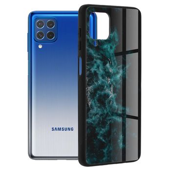 Husa cu spate din sticla techsuit - glaze series - samsung galaxy f62 / m62 - blue nebula