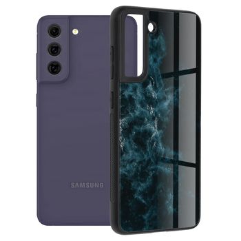 Husa cu spate din sticla techsuit - glaze series - samsung galaxy s21 fe - blue nebula