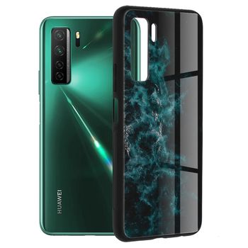 Husa cu spate din sticla techsuit - glaze series - huawei p40 lite 5g - blue nebula