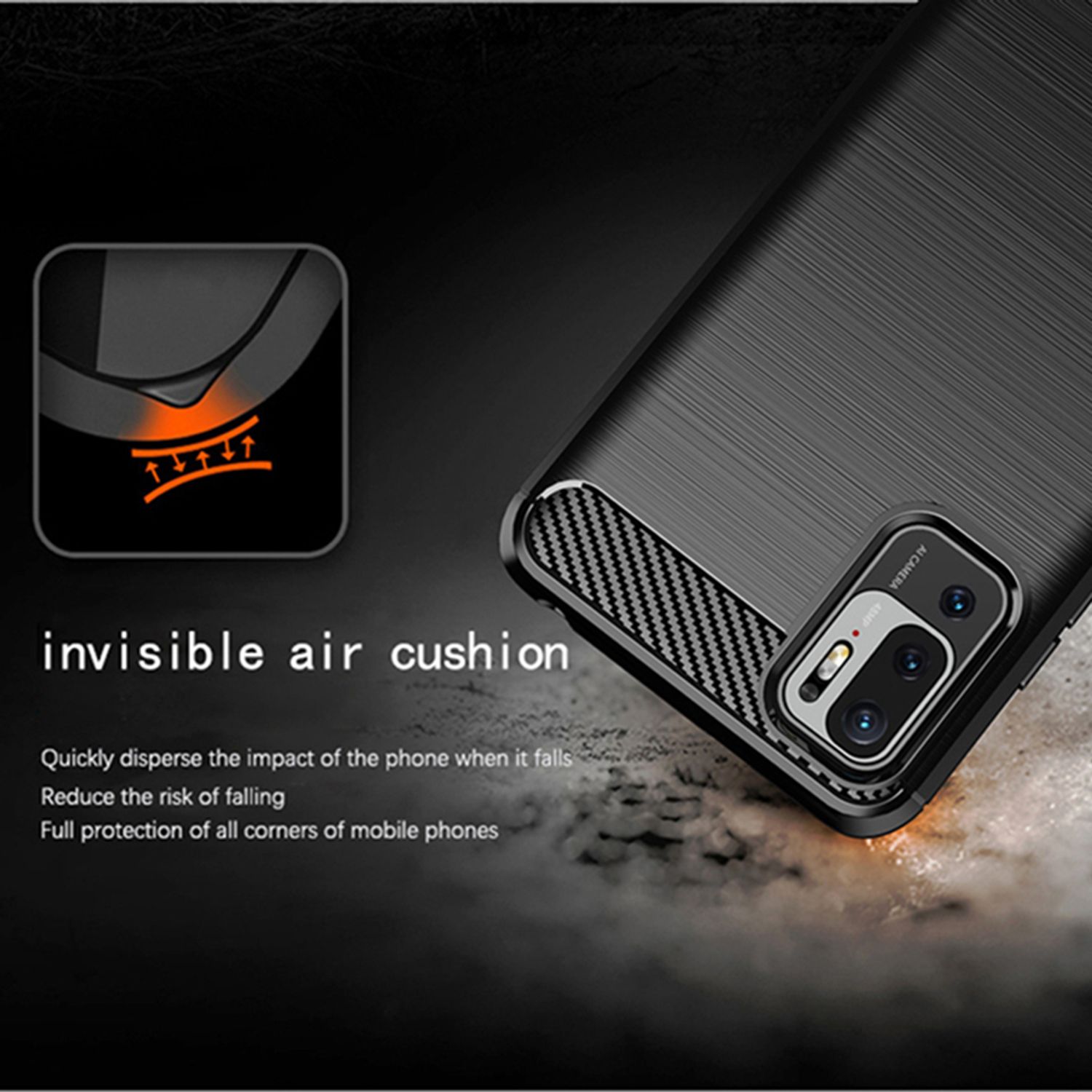 Husa Techsuit - Carbon Silicone - Xiaomi Poco M3 Pro 5G / 4G - Black fotografia produsului View 3 L