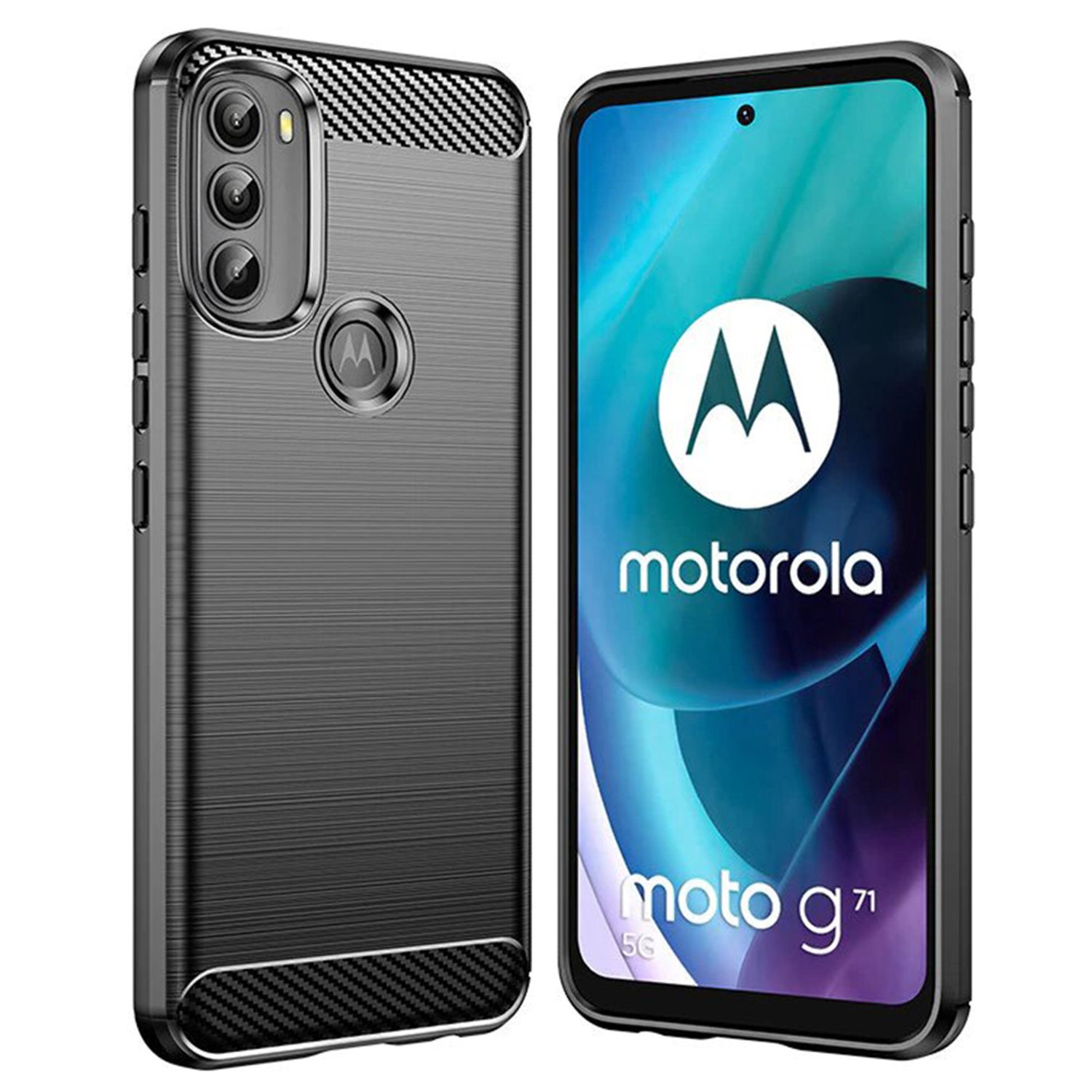 Husa Techsuit - Carbon Silicone - Motorola Moto G71 5G - Black fotografia produsului View 2 L