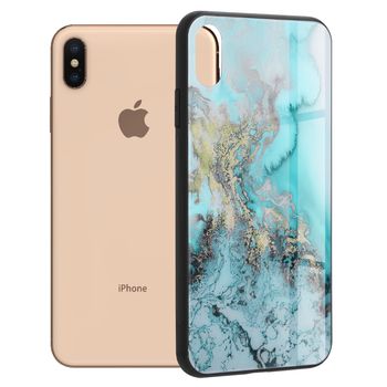 Husa cu spate din sticla techsuit - glaze series - iphone xs max - blue ocean