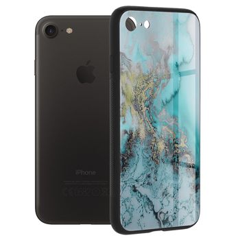 Husa cu spate din sticla techsuit - glaze series - iphone 7 - blue ocean