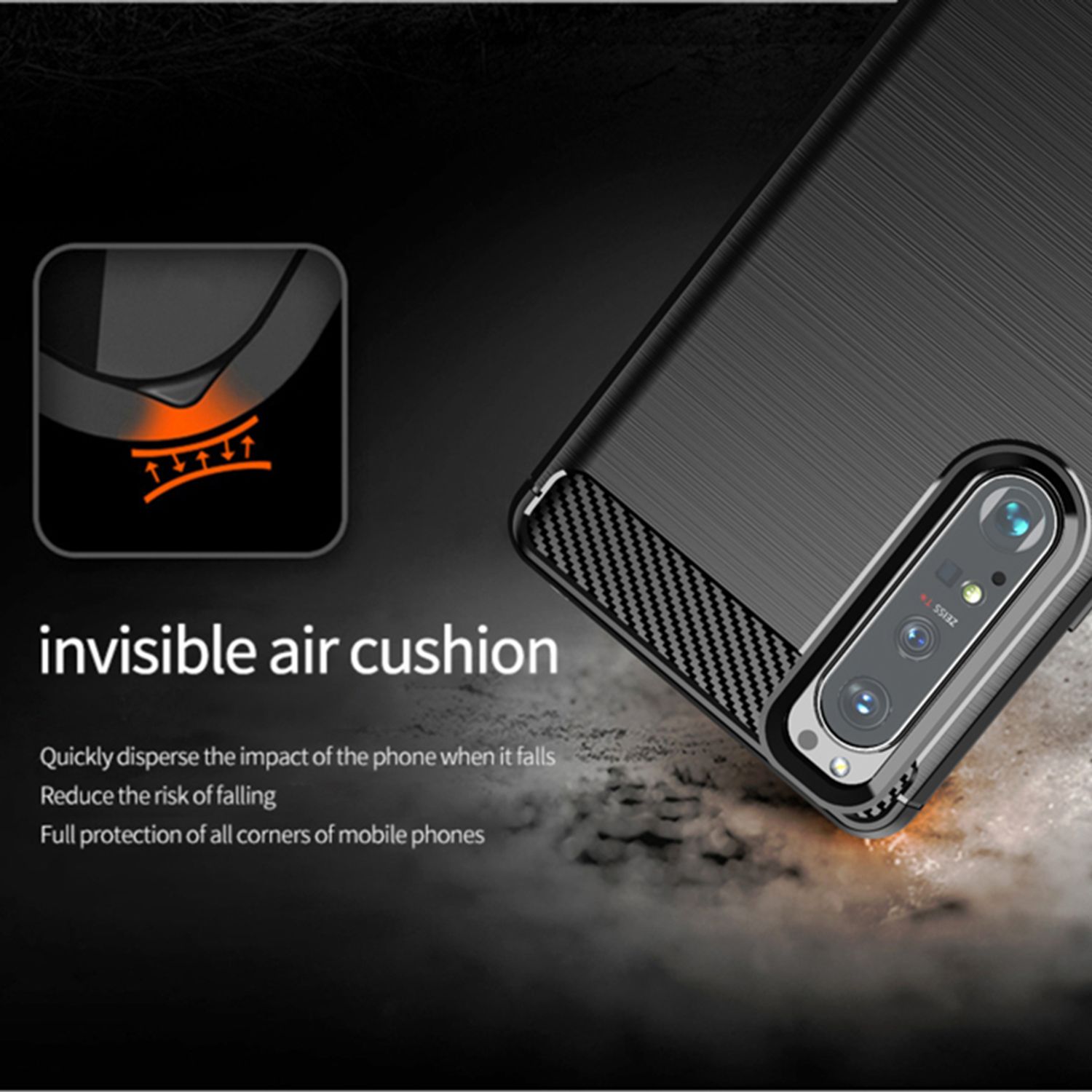 Husa Techsuit - Carbon Silicone - Sony Xperia 1 III - Black fotografia produsului View 3 L