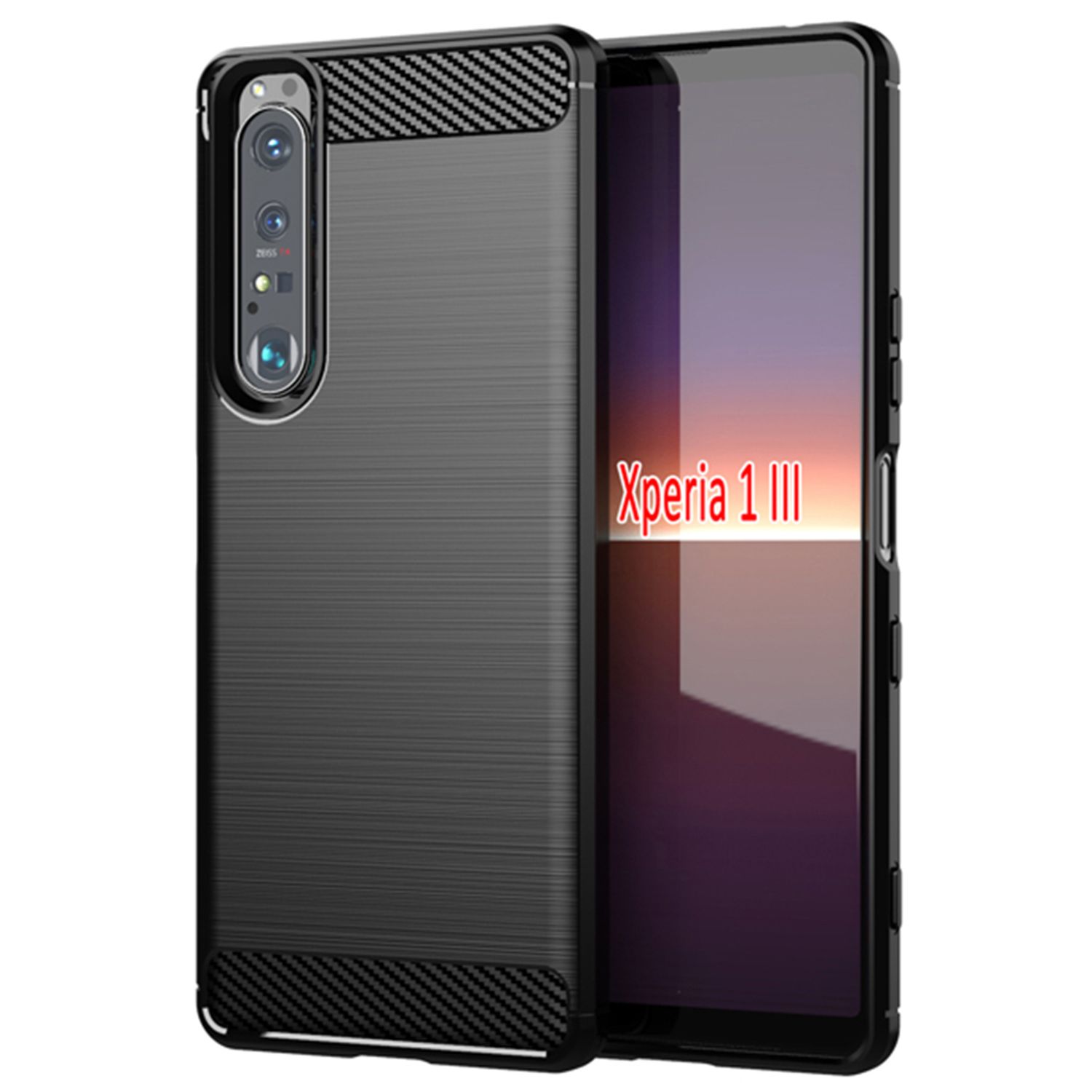 Husa Techsuit - Carbon Silicone - Sony Xperia 1 III - Black fotografia produsului