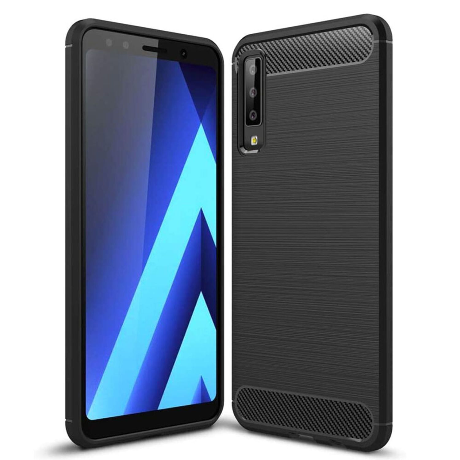 Husa Techsuit - Carbon Silicone - Samsung Galaxy A7 2018 - Black fotografia produsului