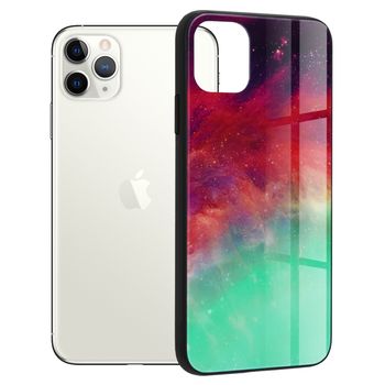 Husa cu spate din sticla techsuit - glaze series - iphone 11 pro max - fiery ocean