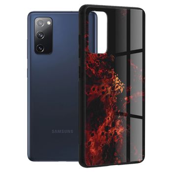 Husa cu spate din sticla techsuit - glaze series - samsung galaxy s20 fe - red nebula