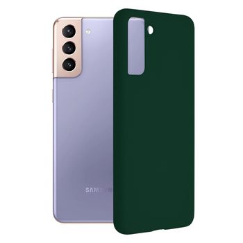 Husa premium techsuit - soft edge silicone - samsung galaxy s21 plus - dark green
