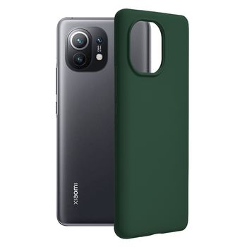 Husa premium techsuit - soft edge silicone - xiaomi mi 11 - dark green