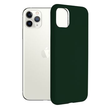 Husa premium techsuit - soft edge silicone - iphone 11 pro max - dark green