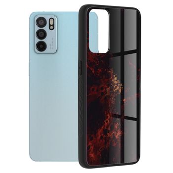 Husa cu spate din sticla techsuit - glaze series - oppo reno 6 5g - red nebula