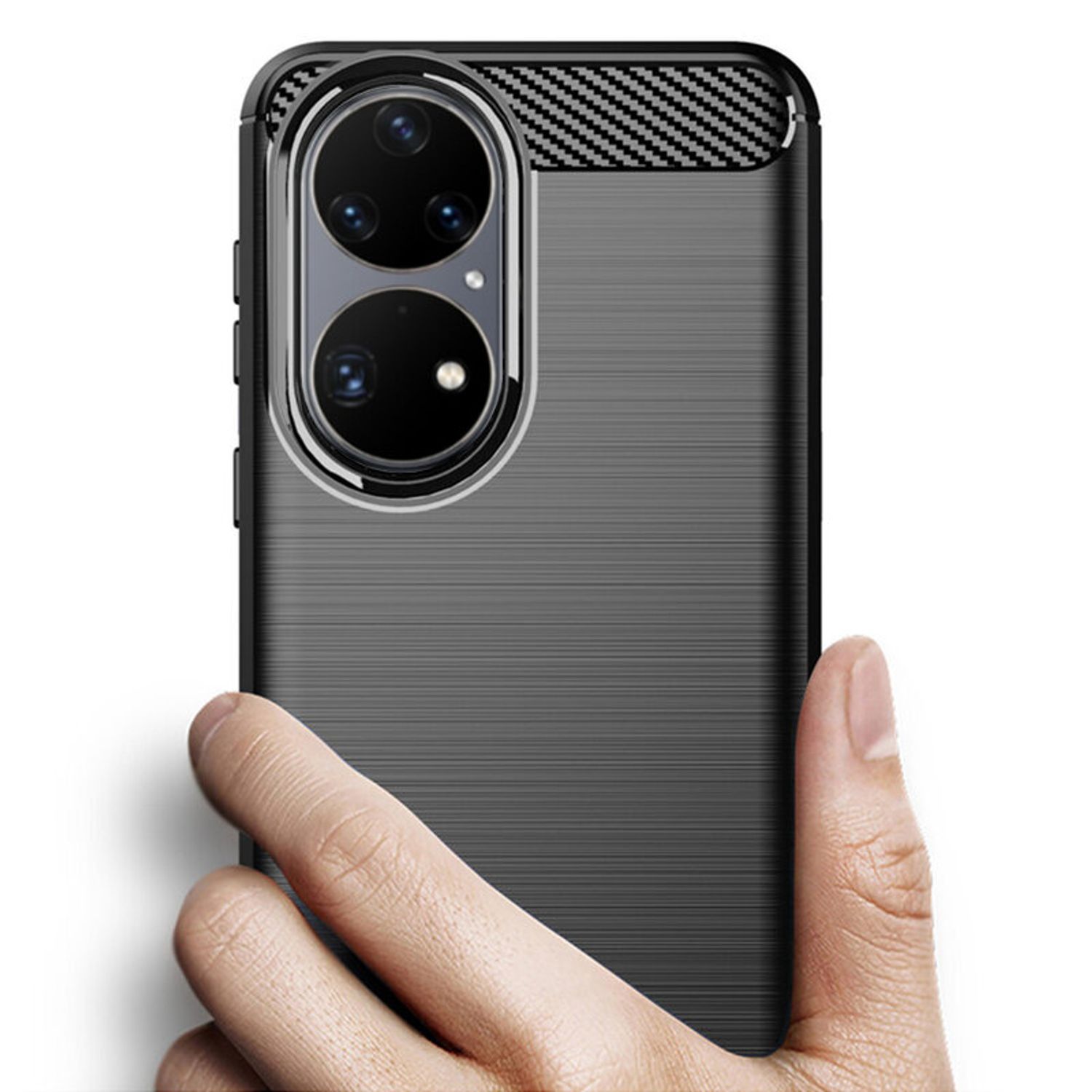 Husa Techsuit - Carbon Silicone - Huawei P50 Pro - Black fotografia produsului View 2 L