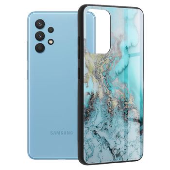 Husa cu spate din sticla techsuit - glaze series - samsung galaxy a32 4g - blue ocean