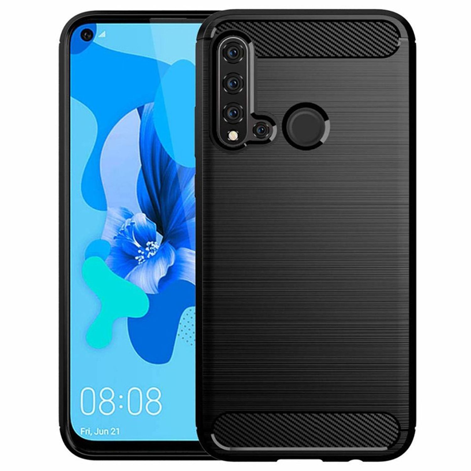 Husa Techsuit - Carbon Silicone - Huawei Nova 5T / Honor 20 - Black fotografia produsului