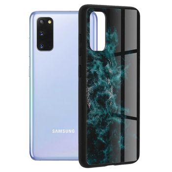 Husa cu spate din sticla techsuit - glaze series - samsung galaxy s20 - blue nebula