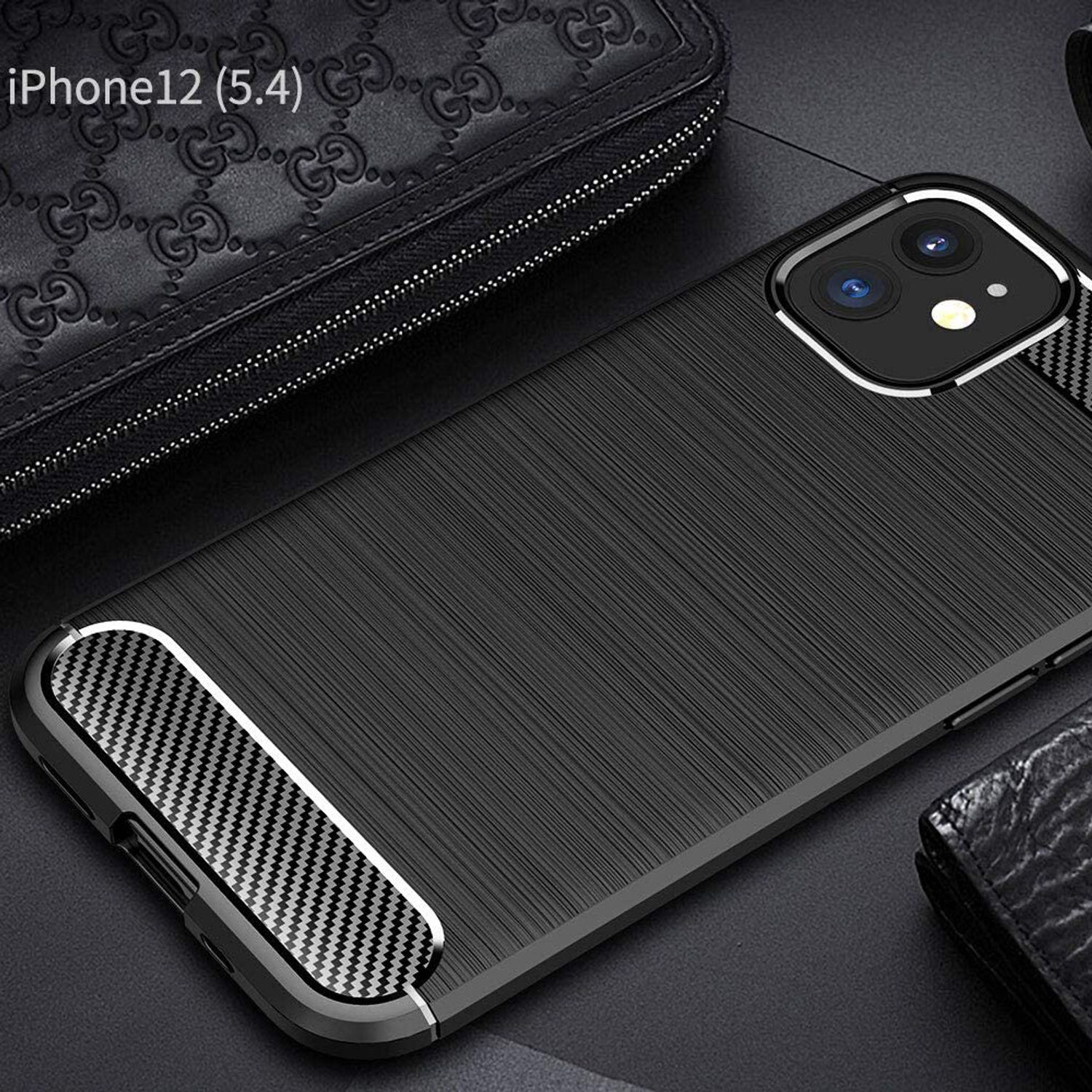 Husa Techsuit - Carbon Silicone - iPhone 12 Mini - Black fotografia produsului View 2 L