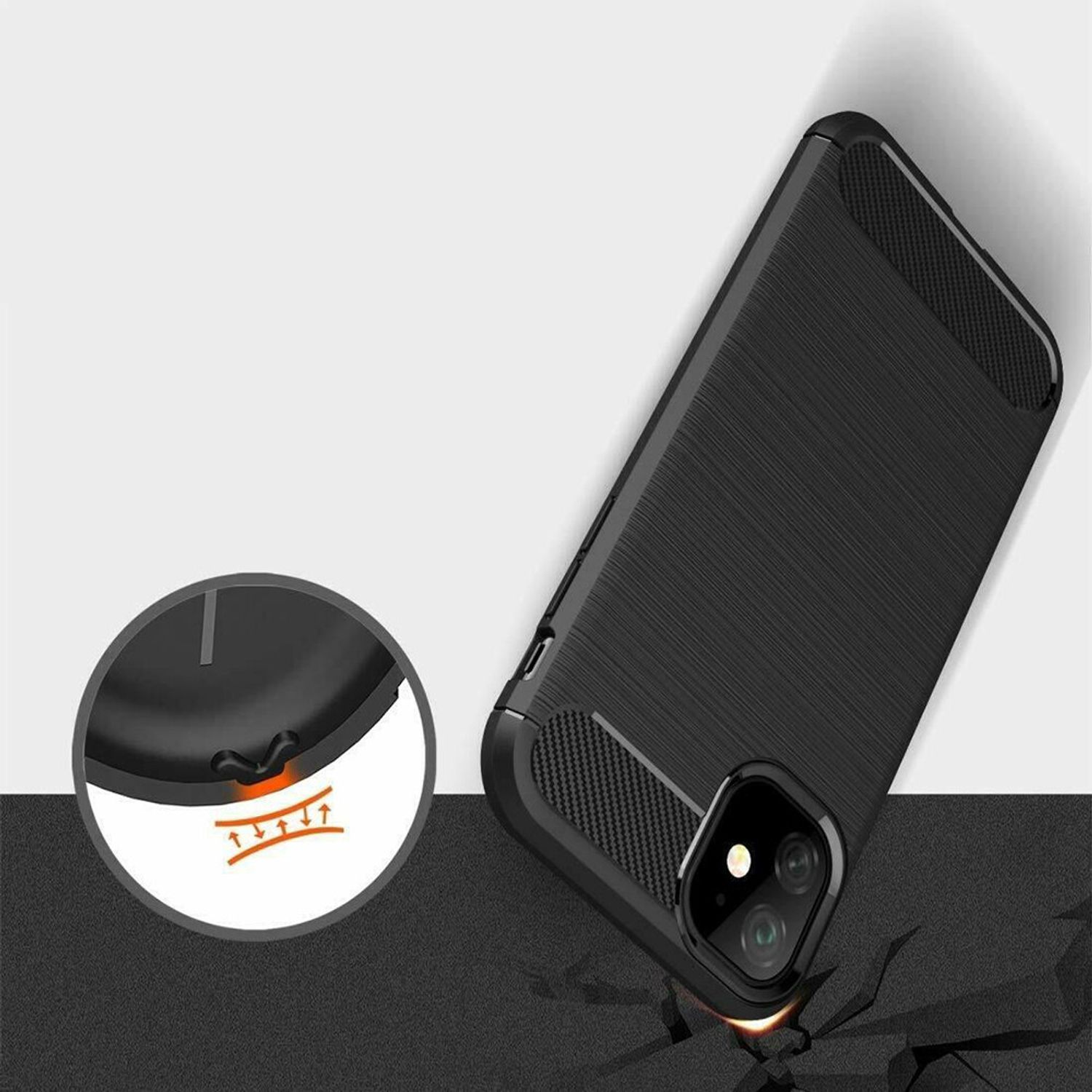 Husa Techsuit - Carbon Silicone - iPhone 12 Mini - Black fotografia produsului View 3 L