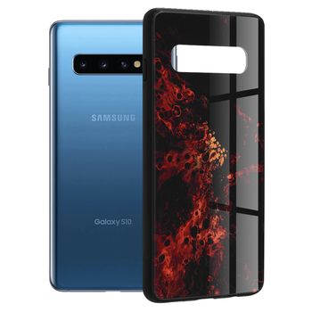 Husa cu spate din sticla techsuit - glaze series - samsung galaxy s10 - red nebula
