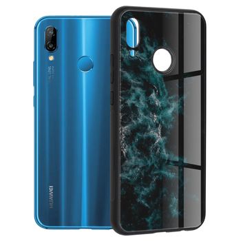 Husa cu spate din sticla techsuit - glaze series - huawei p20 lite - blue nebula