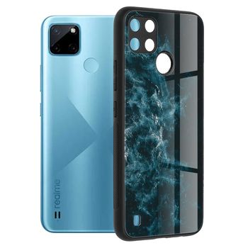 Husa cu spate din sticla techsuit - glaze series - realme c21y - blue nebula