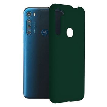Husa premium techsuit - soft edge silicone - motorola one fusion plus - dark green