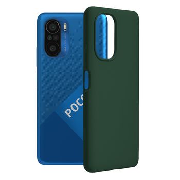 Husa premium techsuit - soft edge silicone - xiaomi poco f3 - dark green