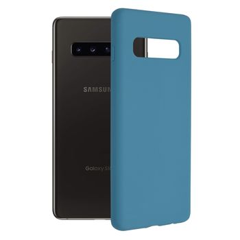 Husa premium techsuit - soft edge silicone - samsung galaxy s10 plus - denim blue