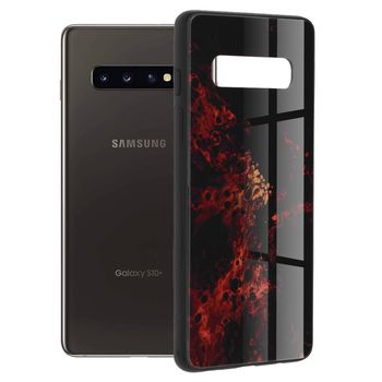 Husa cu spate din sticla techsuit - glaze series - samsung galaxy s10 plus - red nebula