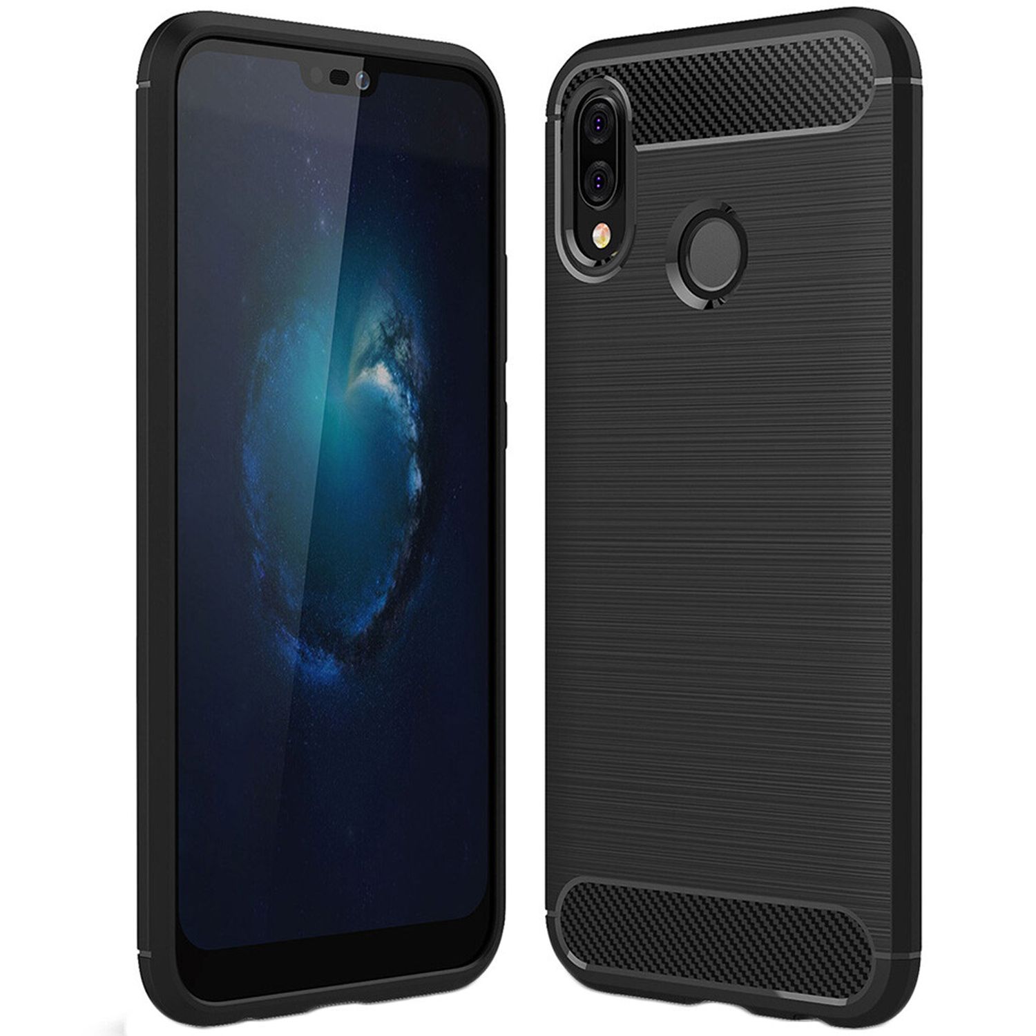Husa Techsuit - Carbon Silicone - Huawei P20 Lite - Black fotografia produsului