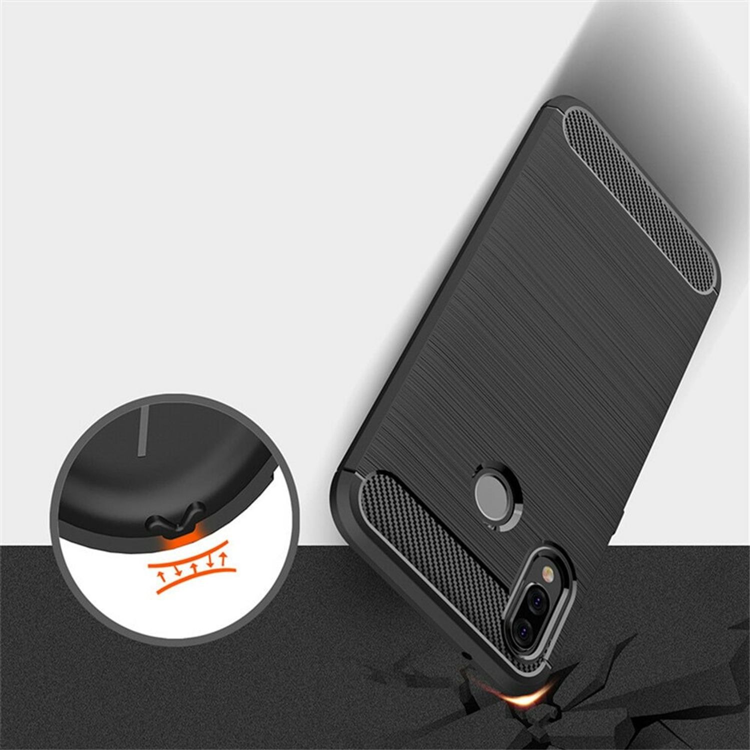 Husa Techsuit - Carbon Silicone - Huawei P20 Lite - Black fotografia produsului View 3 L