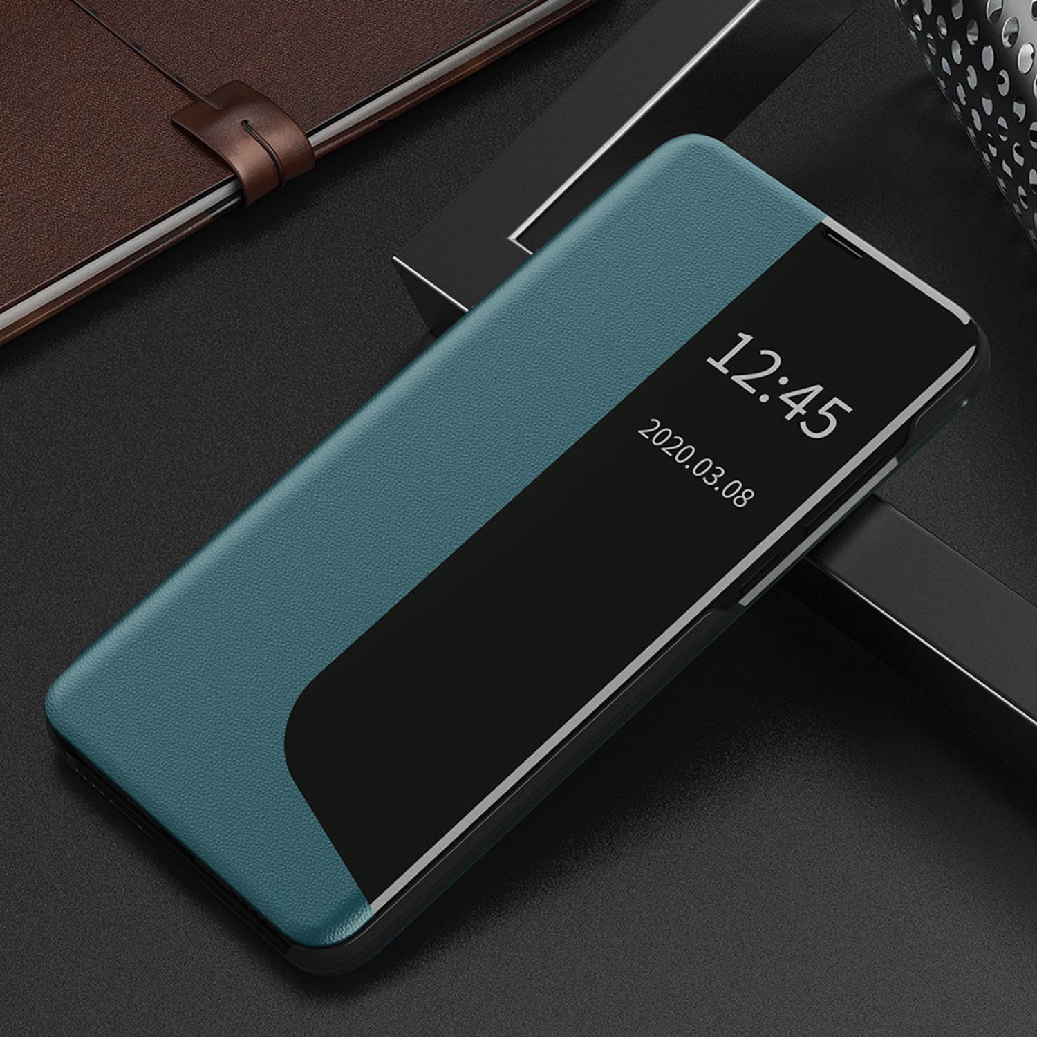 Husa tip carte Techsuit - eFold Series - Huawei P30 Pro - Dark Green fotografia produsului View 2 L