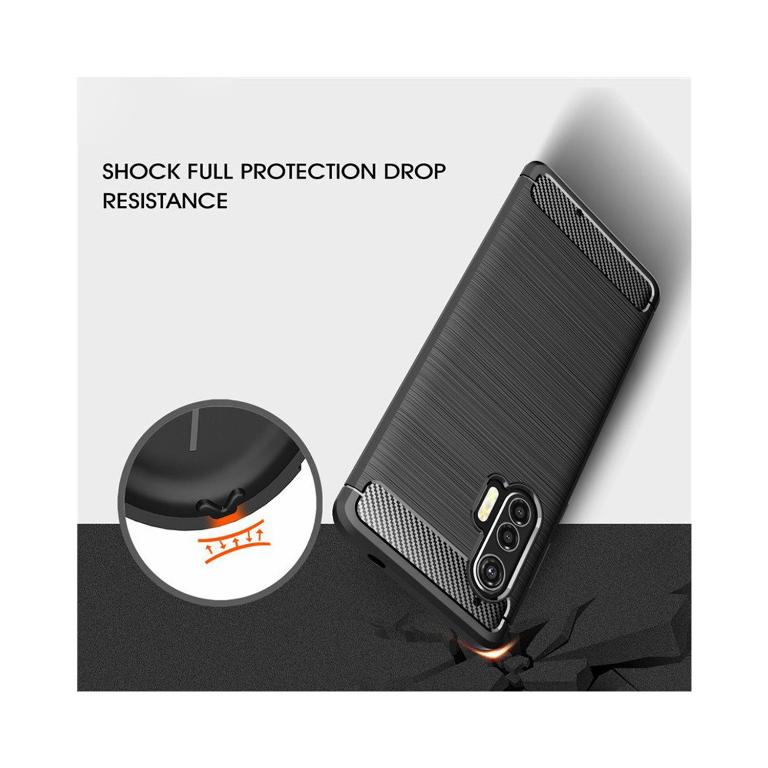 Husa Techsuit - Carbon Silicone - Motorola Moto Edge Plus - Black fotografia produsului View 2 L