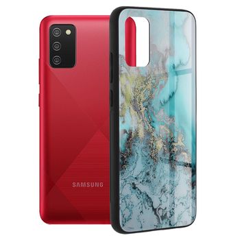 Husa cu spate din sticla techsuit - glaze series - samsung galaxy a02s - blue ocean