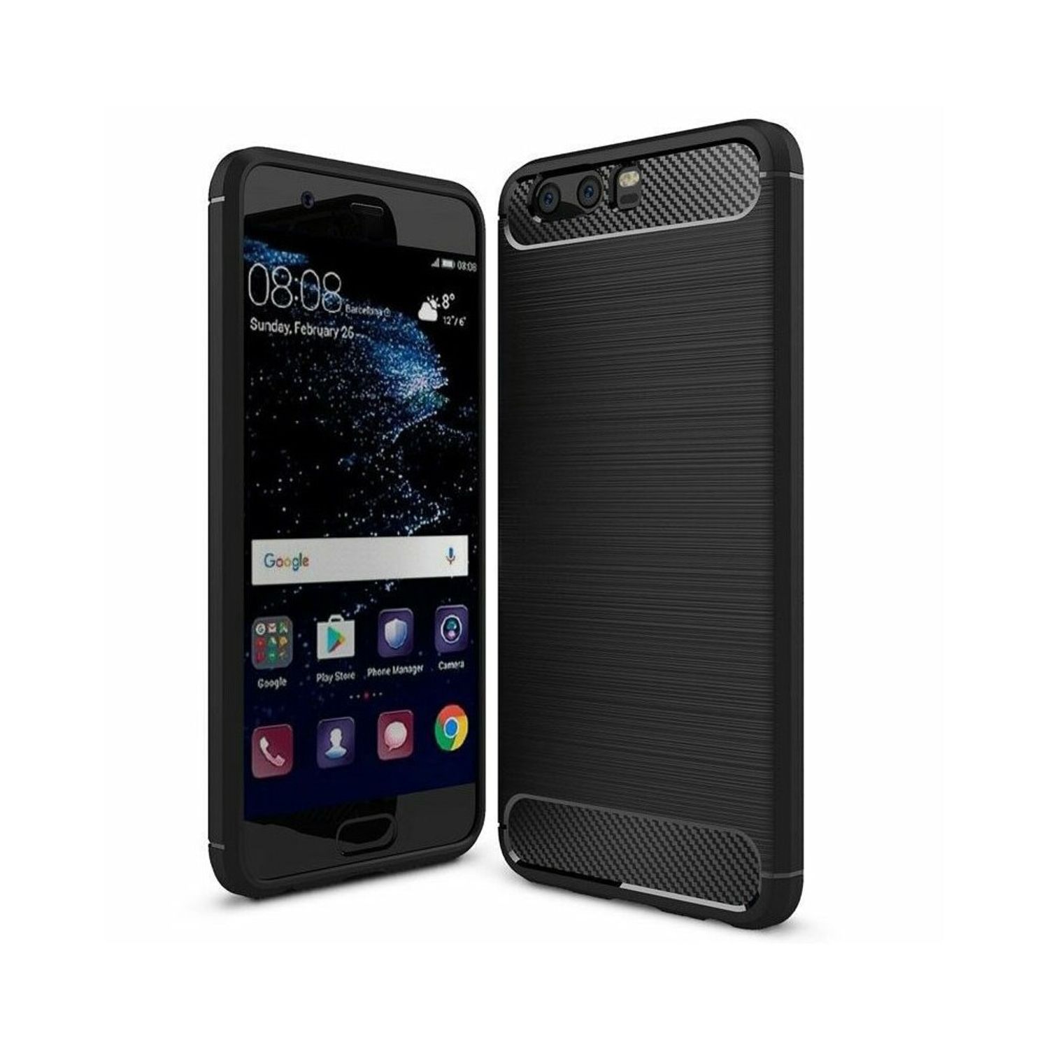 Husa Techsuit - Carbon Silicone - Huawei P10 Plus - Black fotografia produsului