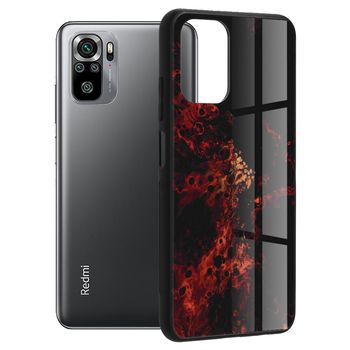 Husa cu spate din sticla techsuit - glaze series - xiaomi redmi note 10 / 10s - red nebula