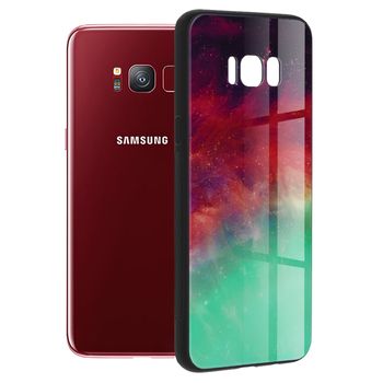 Husa cu spate din sticla techsuit - glaze series - samsung galaxy s8 - fiery ocean