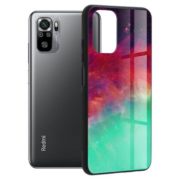 Husa cu spate din sticla techsuit - glaze series - xiaomi redmi note 10 / 10s - fiery ocean