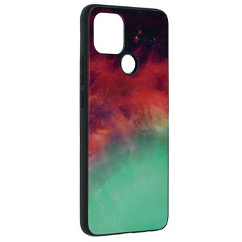 Husa cu spate din sticla techsuit - glaze series - oppo a15 / a15s - fiery ocean